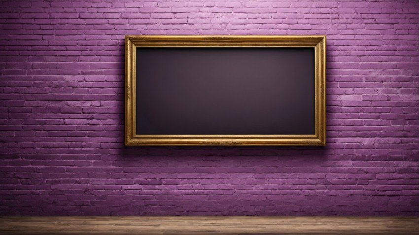 Purple Brick Wall Interior Poster Mockup