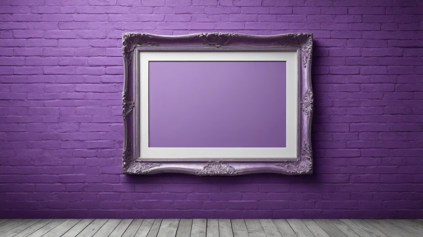 Purple Brick Wall Interior Poster Mockup