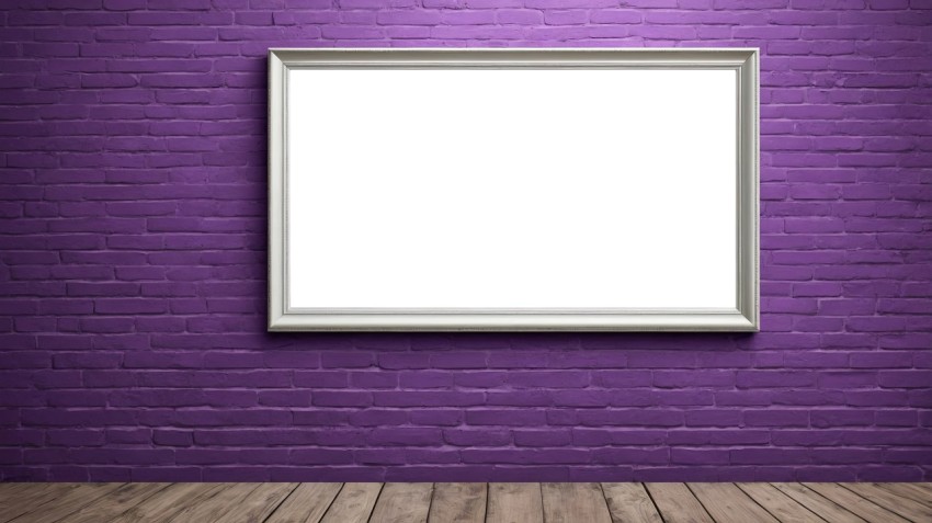 Purple Brick Wall Interior Poster Mockup