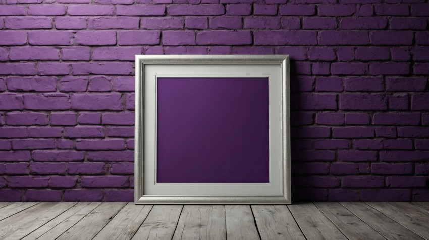 Purple Brick Wall Interior Poster Mockup