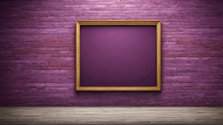 Purple Brick Wall Interior Poster Mockup