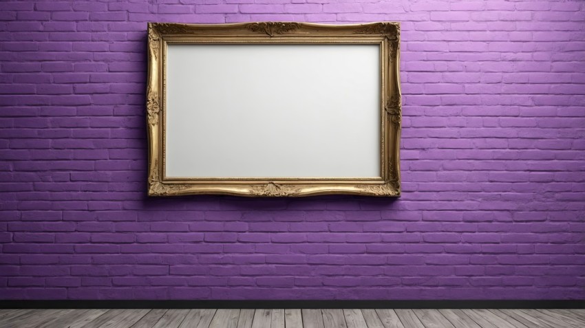 Purple Brick Wall Interior Poster Mockup