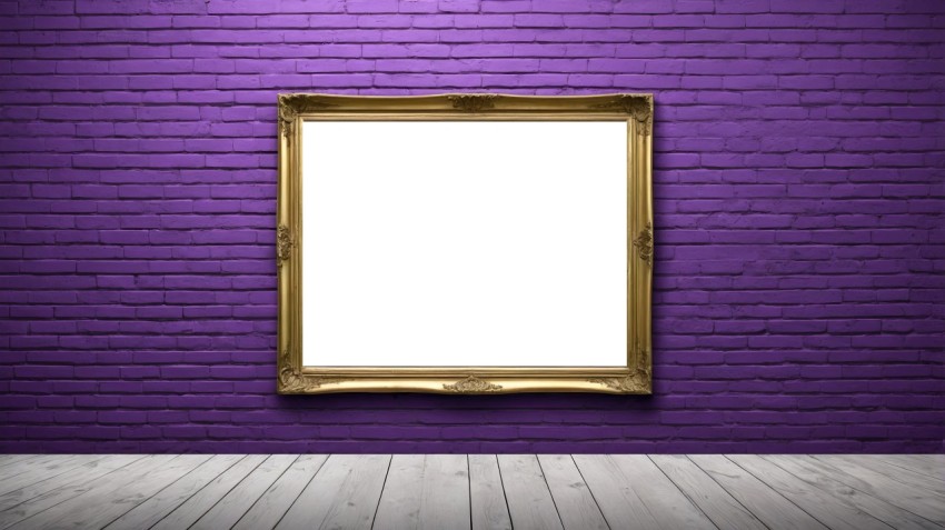 Purple Brick Wall Interior Poster Mockup