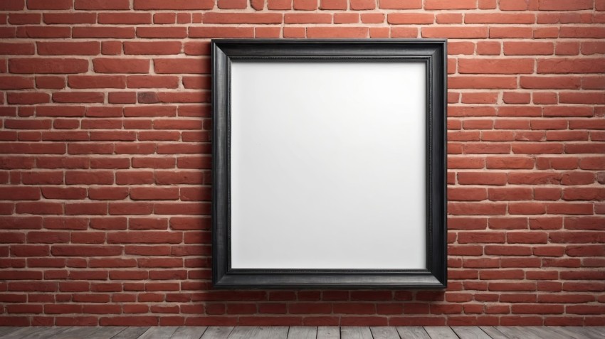 Empty Frame on Red Brick Wall Interior