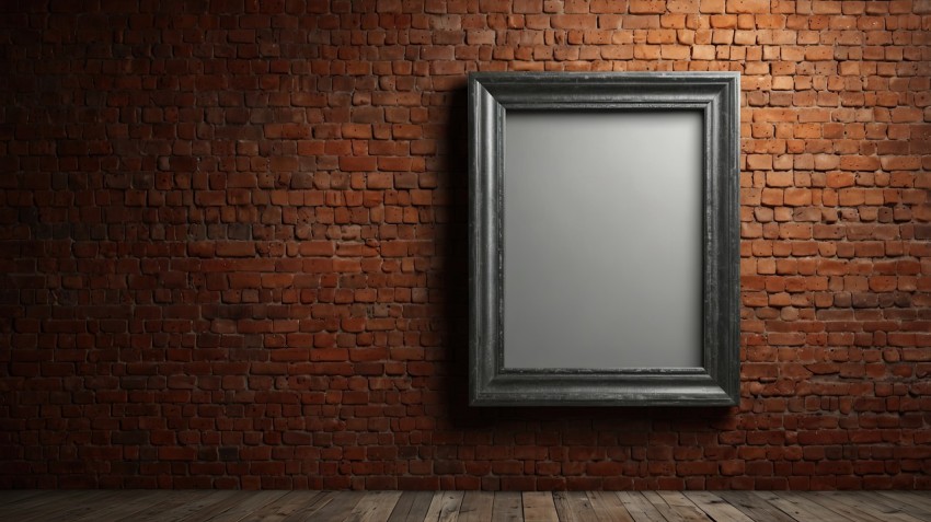 Empty Frame on Red Brick Wall Interior