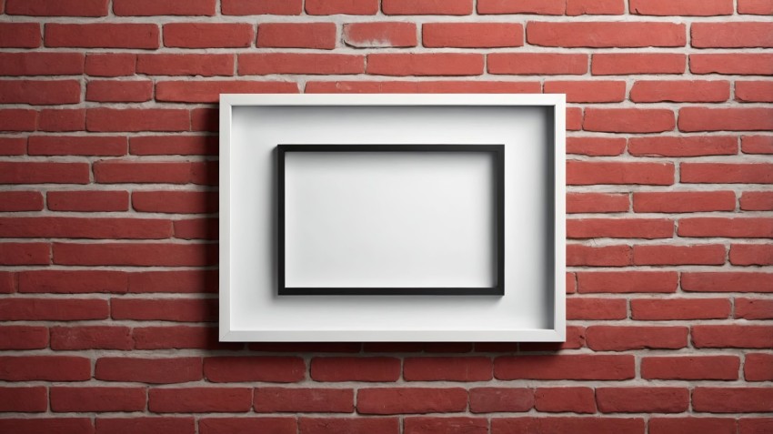 Empty Frame on Red Brick Wall Interior