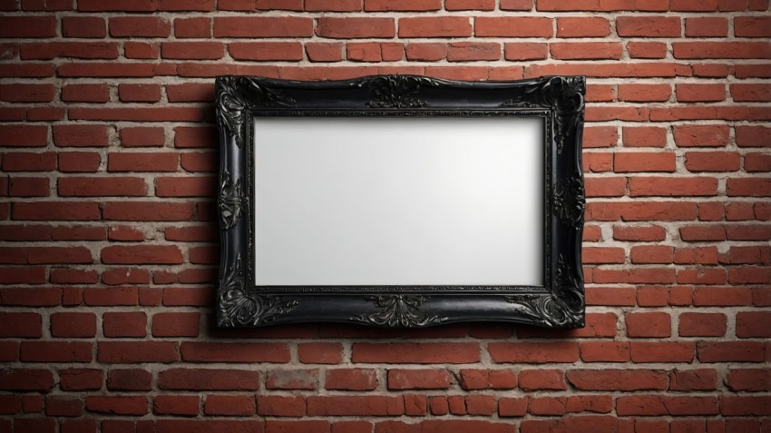 Empty Frame on Red Brick Wall Interior