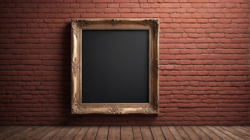 Empty Frame on Red Brick Wall Interior