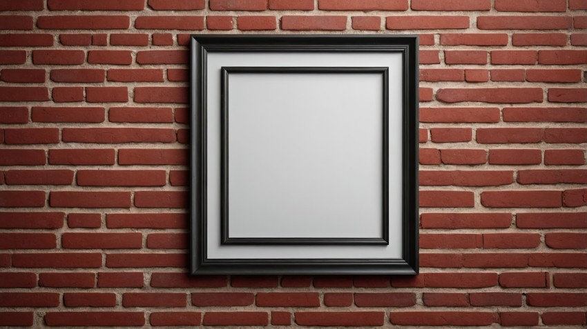 Empty Frame on Red Brick Wall Interior