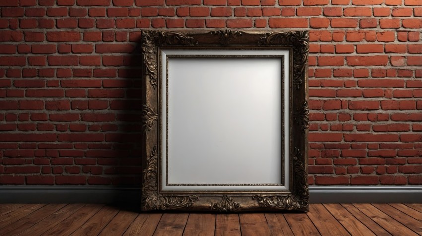 Empty Frame on Red Brick Wall Interior