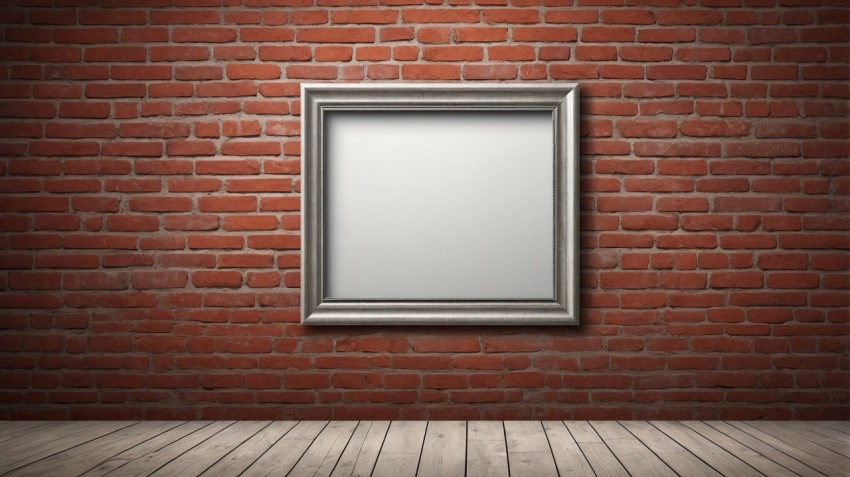 Empty Frame on Red Brick Wall Interior