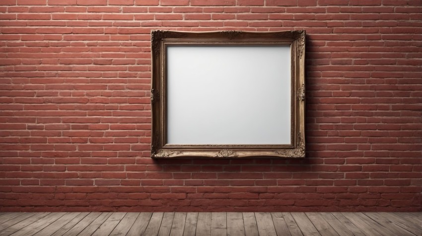 Empty Frame on Red Brick Wall Interior