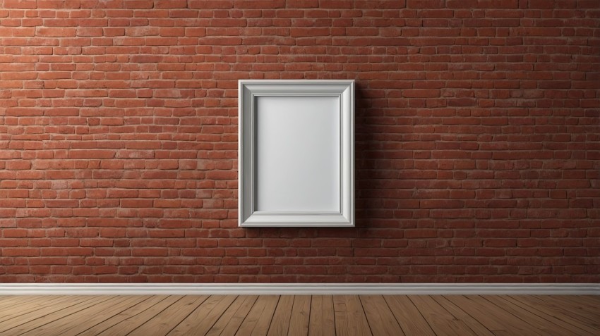 Empty Frame on Red Brick Wall Interior