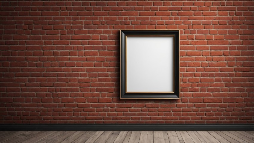 Empty Frame on Red Brick Wall Interior