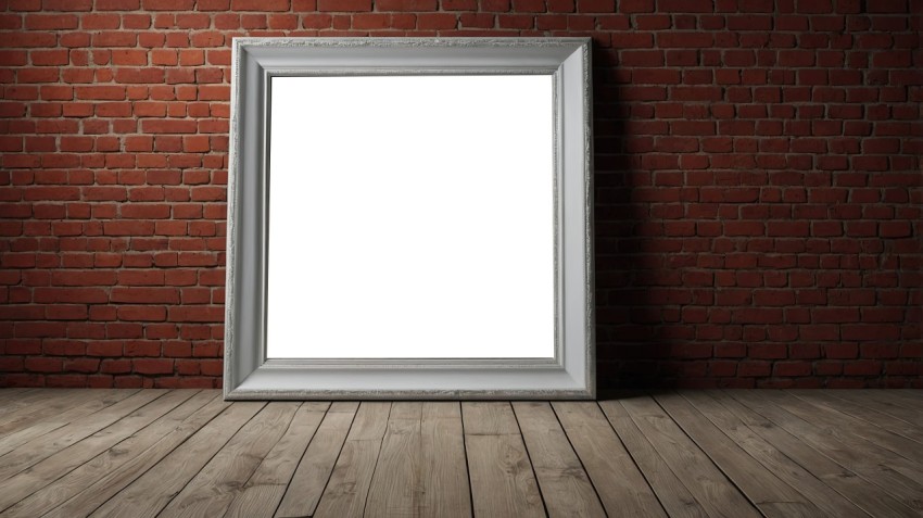 Empty Frame on Red Brick Wall Interior