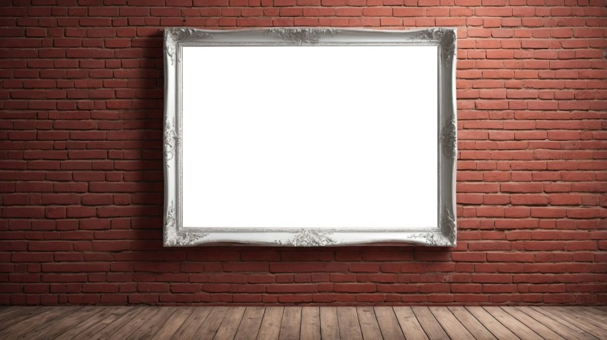 Empty Frame on Red Brick Wall Interior