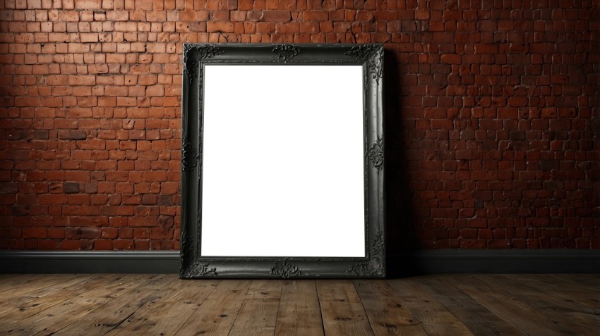 Empty Frame on Red Brick Wall Interior