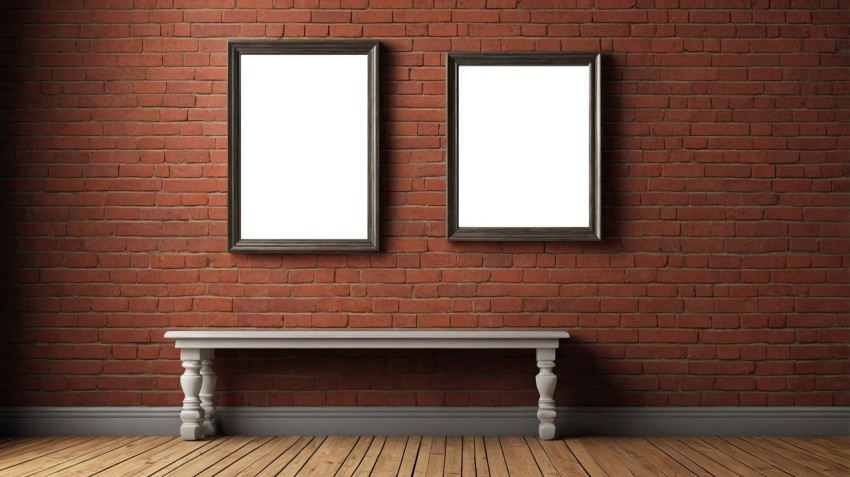 Empty Frame on Red Brick Wall Interior