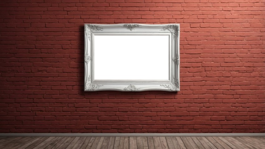 Empty Frame on Red Brick Wall Interior