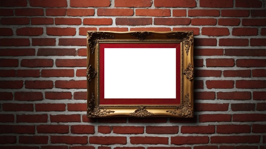 Empty Frame on Red Brick Wall Interior