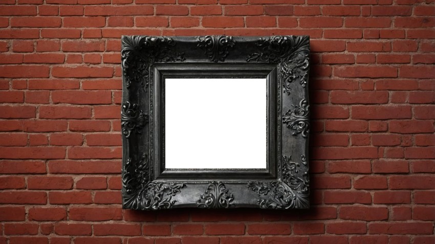 Empty Frame on Red Brick Wall Interior