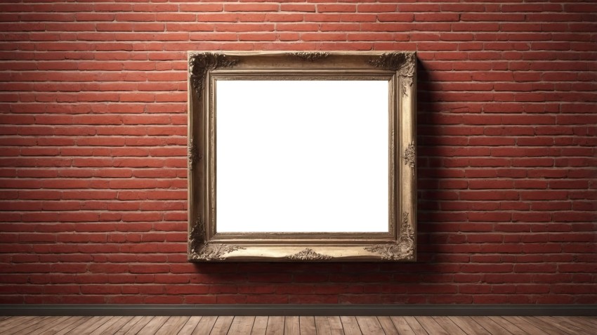 Empty Frame on Red Brick Wall Interior