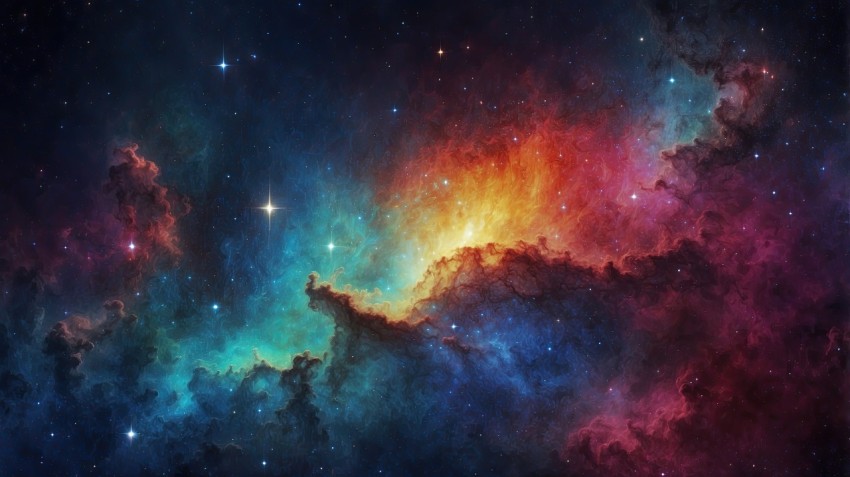 Colorful Nebula in Space Galaxy Background