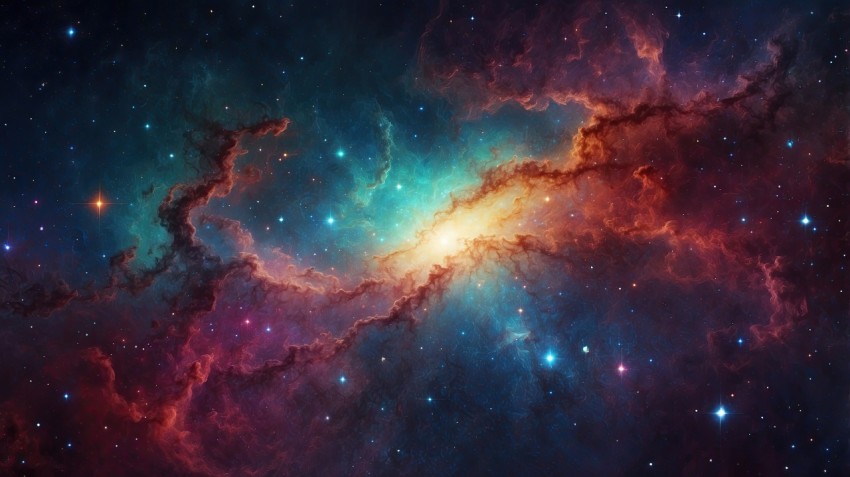 Colorful Nebula in Space Galaxy Background