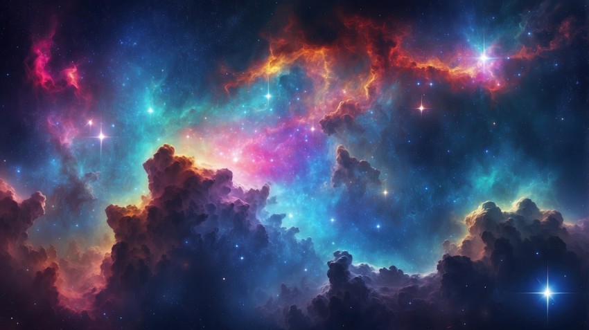 Colorful Nebula in Space Galaxy Background