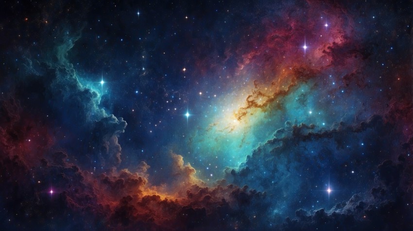 Colorful Nebula in Space Galaxy Background