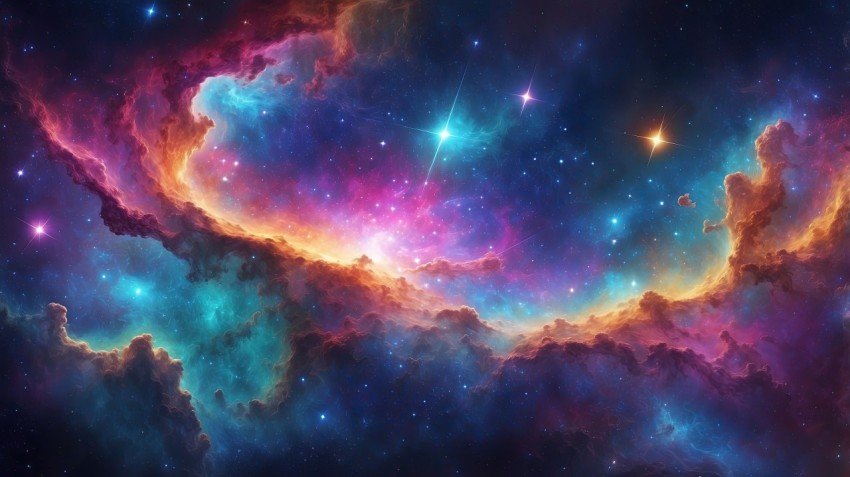 Colorful Nebula in Space Galaxy Background