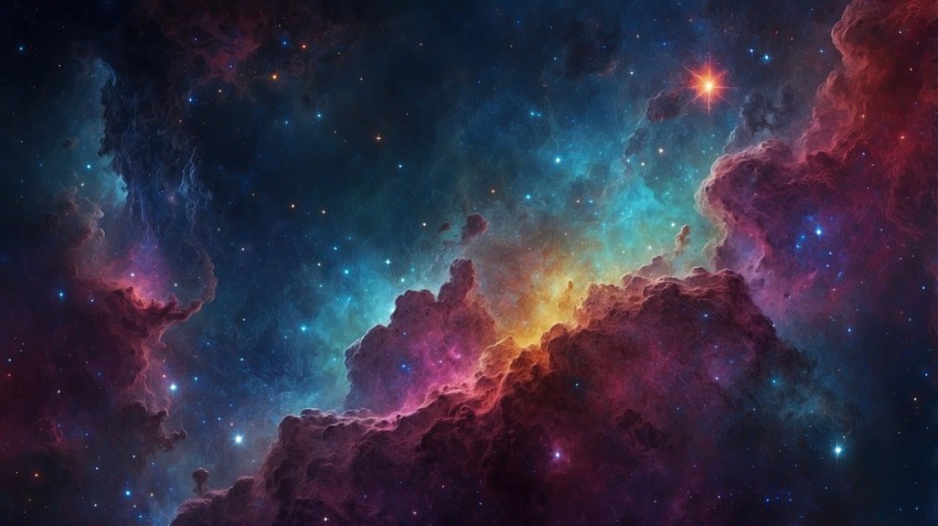 Colorful Nebula in Space Galaxy Background