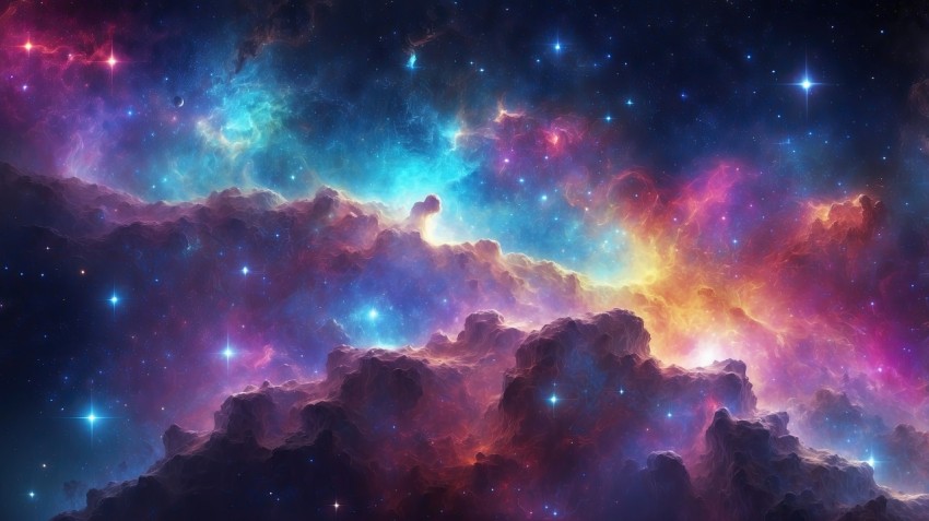 Colorful Nebula in Space Galaxy Background