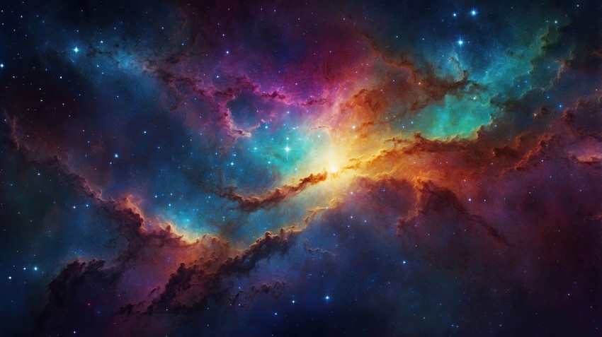 Colorful Nebula in Space Galaxy Background