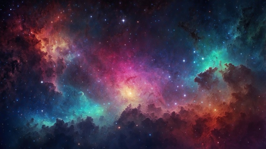 Colorful Nebula in Space Galaxy Background