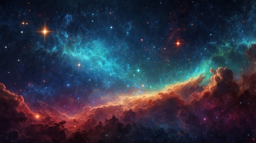 Colorful Nebula in Space Galaxy Background