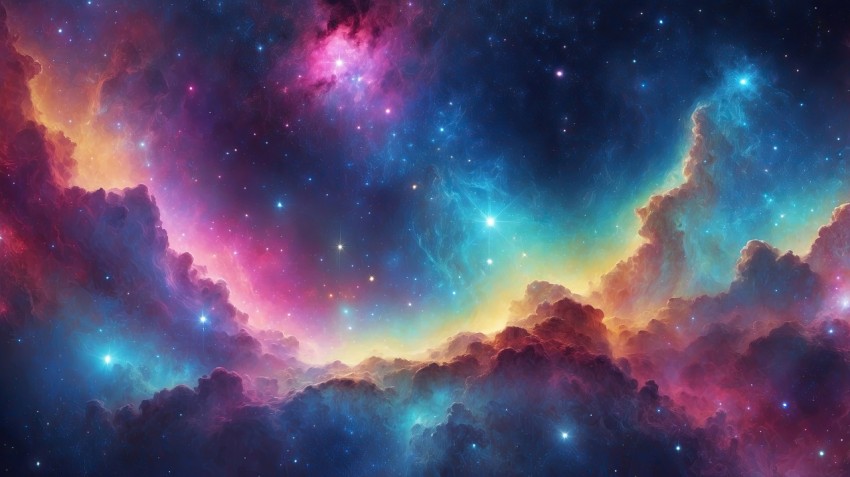 Colorful Nebula in Space Galaxy Background