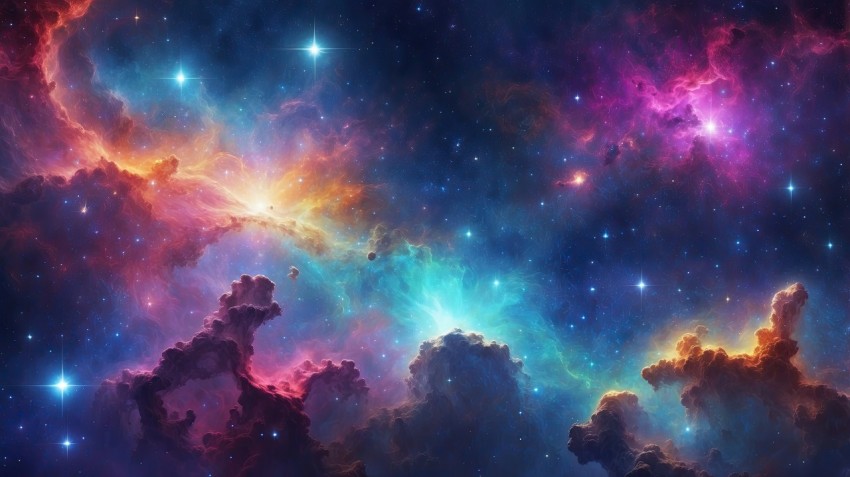 Colorful Nebula in Space Galaxy Background