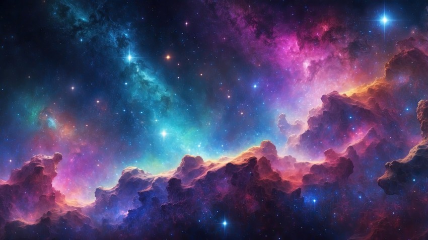 Colorful Nebula in Space Galaxy Background