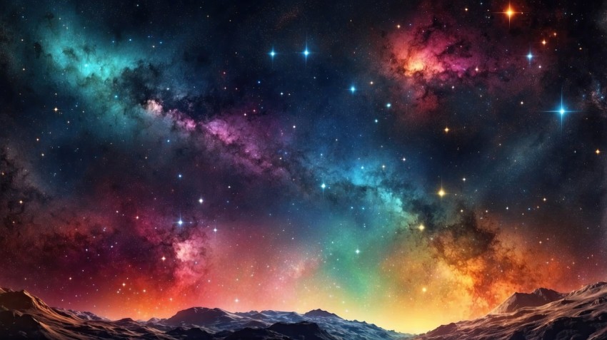 Colorful Nebula in Space Galaxy Background