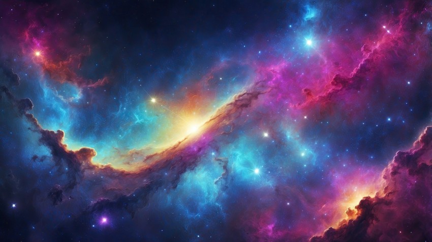 Colorful Nebula in Space Galaxy Background