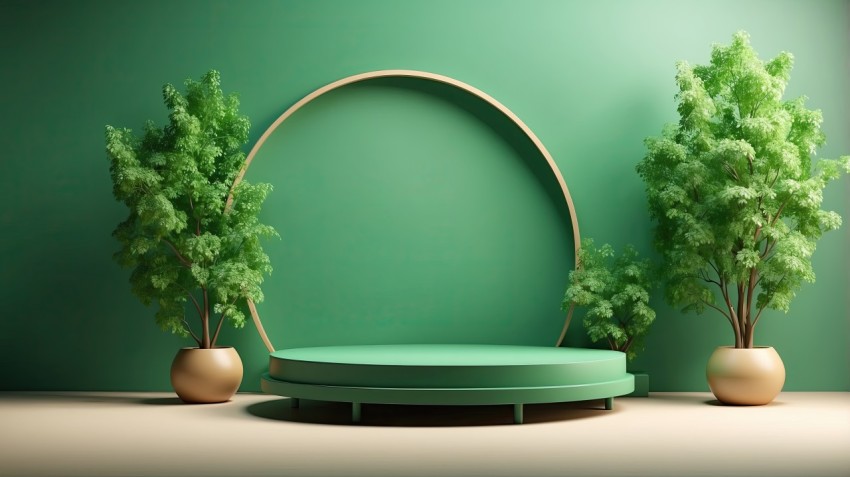 Product Podium Mock Up With Green Background