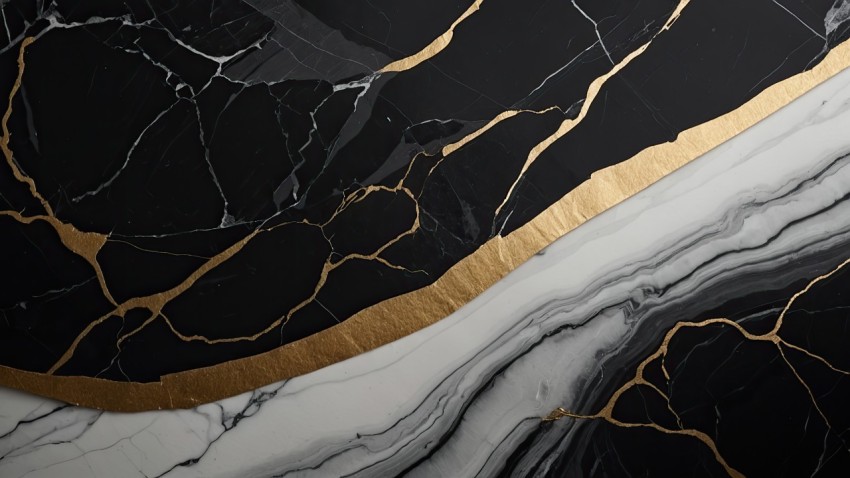 Black Gold Realistic Marble Tiles Texture Background