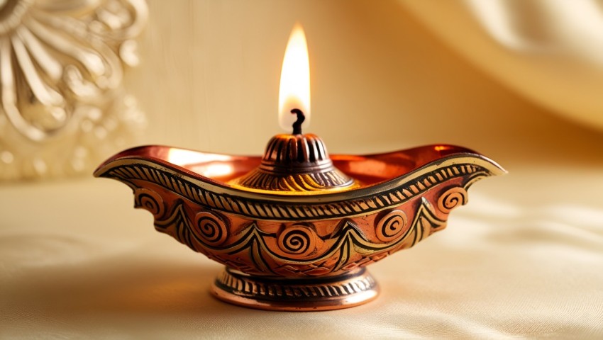 Festive Diwali Home Decoration With Colorful Rangoli And Oil Lamps Background