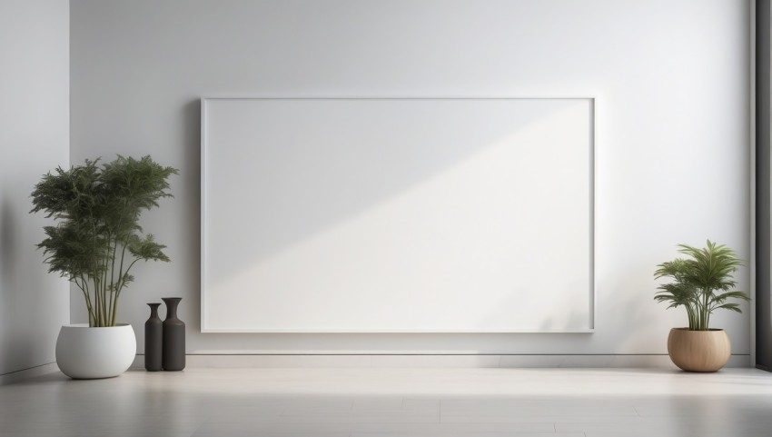 Large Black Horizontal White Picture Frame On The Wall