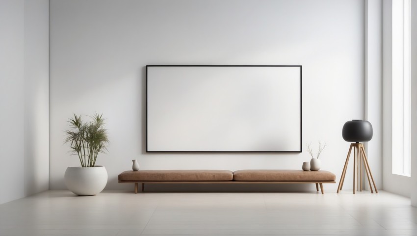 Large Black Horizontal White Picture Frame On The Wall