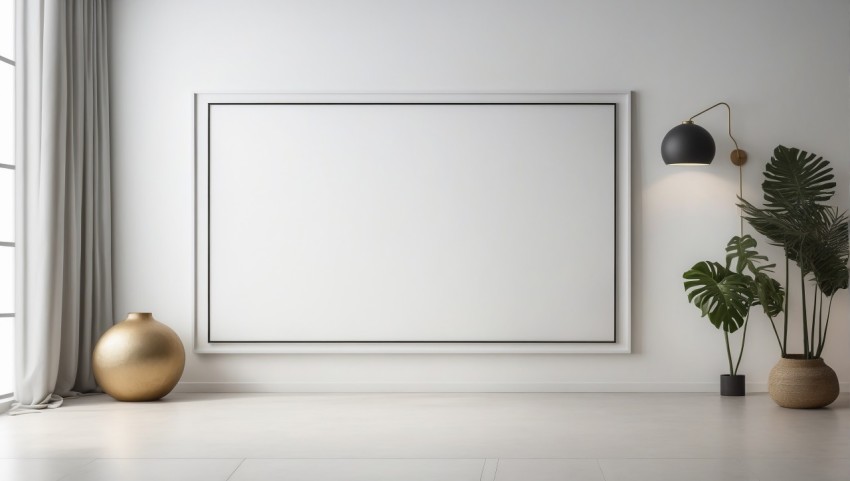 Large Black Horizontal White Picture Frame On The Wall