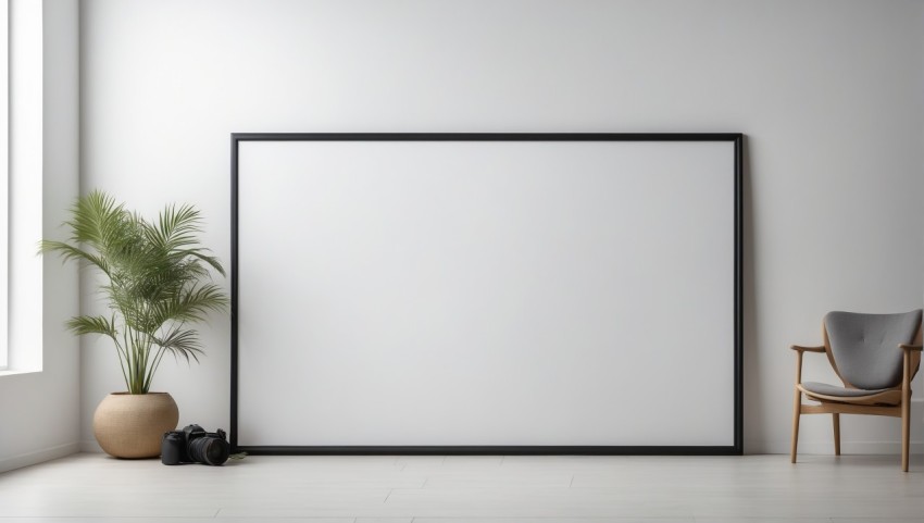 Large Black Horizontal White Picture Frame On The Wall