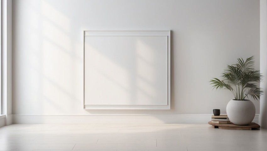 Large Black Horizontal White Picture Frame On The Wall