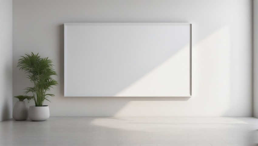 Large Black Horizontal White Picture Frame On The Wall